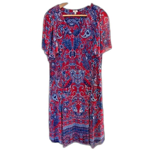 reba Dresses & Skirts - paisley midi dress women's large flutter sleeve boho prairie cottagecore